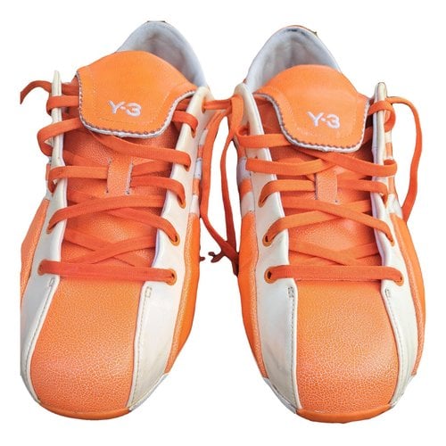 Pre-owned Y-3 By Yohji Yamamoto Leather Low Trainers In Orange