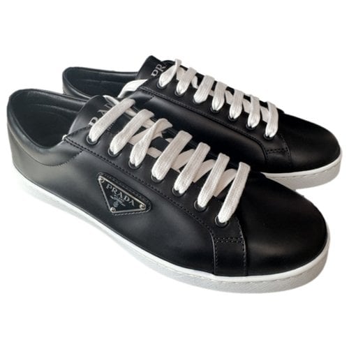 Pre-owned Prada Leather High Trainers In Black