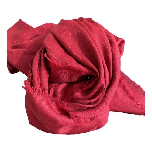 Pre-owned Louis Vuitton Châle Monogram Scarf In Red