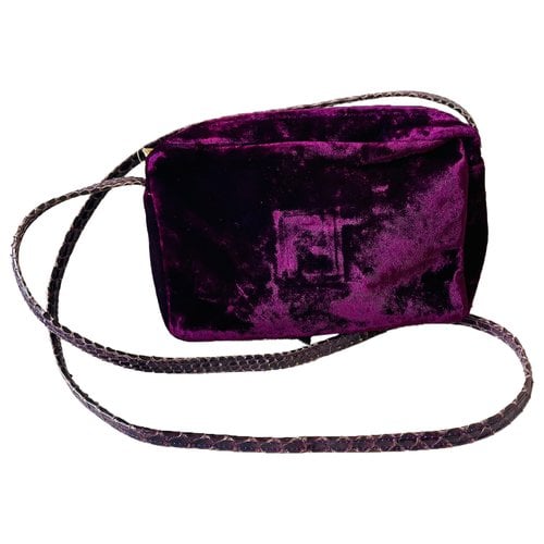 Pre-owned Fendi Camera Case Velvet Crossbody Bag In Purple
