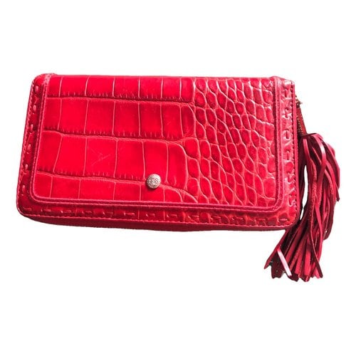 Pre-owned Lancel Leather Clutch Bag In Red