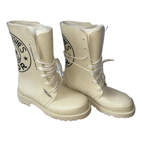 Pre-owned Dior Wellington Boots In White