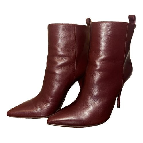 Pre-owned L'autre Chose Leather Ankle Boots In Burgundy