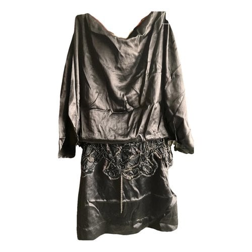 Pre-owned Antik Batik Silk Mini Dress In Black
