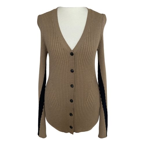 Pre-owned Victoria Beckham Wool Cardigan In Camel