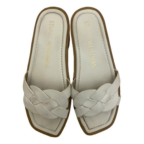 Pre-owned Stuart Weitzman Leather Mules In White