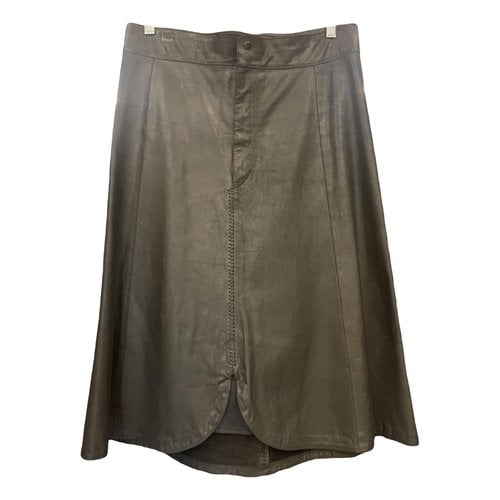 Pre-owned Isabel Marant Leather Mid-length Skirt In Black