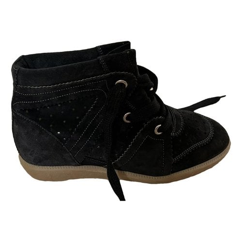 Pre-owned Isabel Marant Bobby Leather Trainers In Anthracite