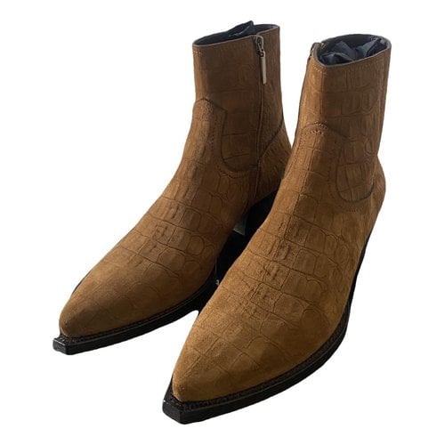 Pre-owned Saint Laurent Lukas Boots In Brown