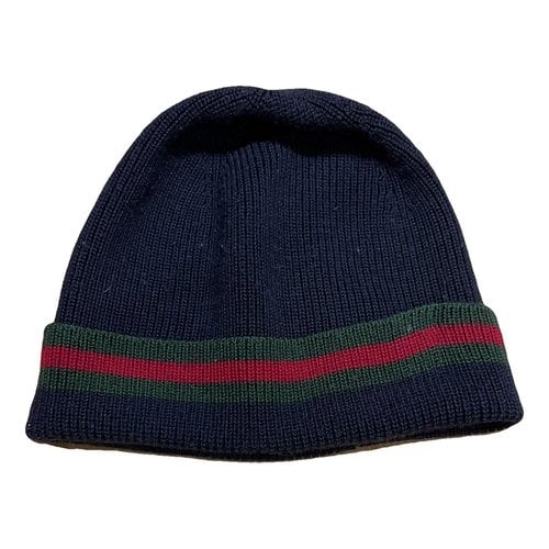 Pre-owned Gucci Wool Cap In Blue