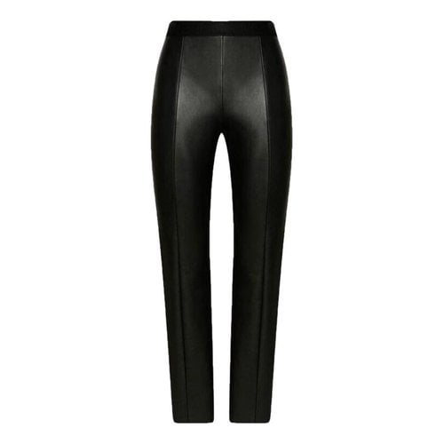 Pre-owned Wolford Vegan Leather Straight Pants In Black