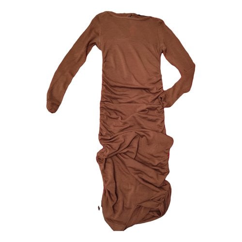 Pre-owned Pinko Wool Mid-length Dress In Brown