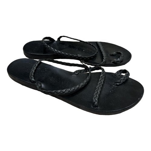 Pre-owned Ancient Greek Sandals Leather Sandal In Black