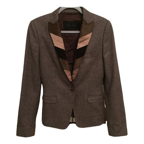 Pre-owned Dolce & Gabbana Tweed Blazer In Brown
