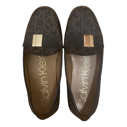 Pre-owned Calvin Klein Leather Flats In Brown