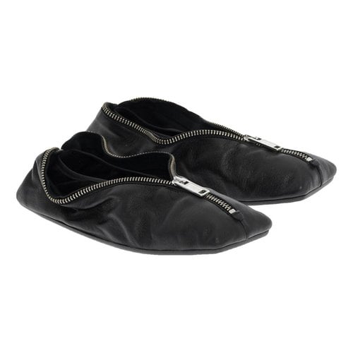 Pre-owned Mm6 Maison Margiela Leather Ballet Flats In Black