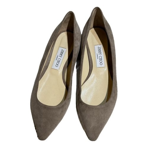 Pre-owned Jimmy Choo Leather Ballet Flats In Green