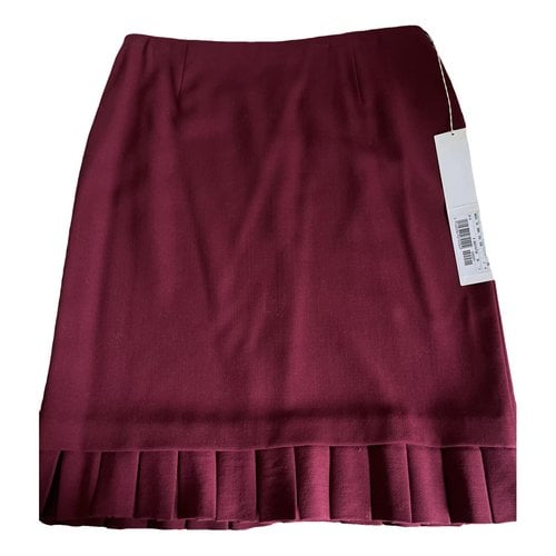 Pre-owned Valentino Wool Skirt In Burgundy