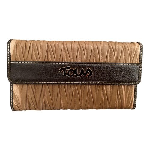 Pre-owned Tous Leather Card Wallet In Camel