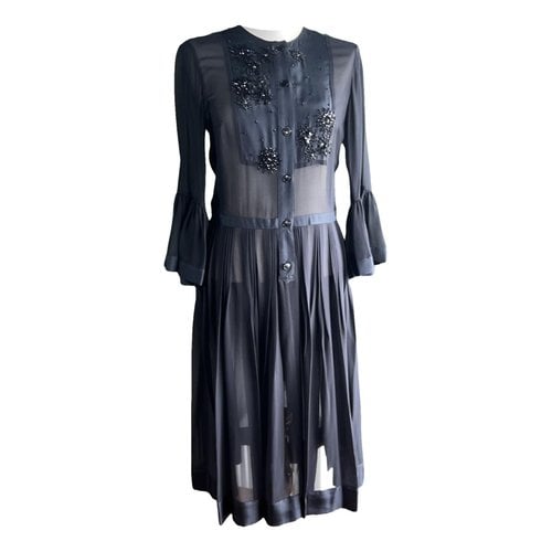Pre-owned By Malene Birger Silk Mid-length Dress In Black