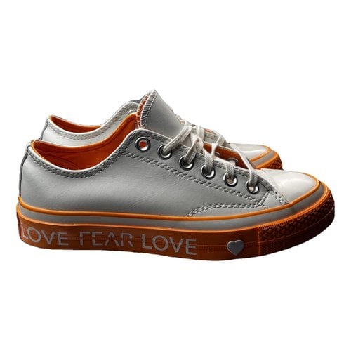 Pre-owned Converse Leather Trainers In Orange