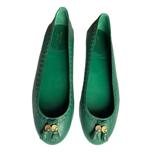 Pre-owned Gucci Leather Ballet Flats In Green