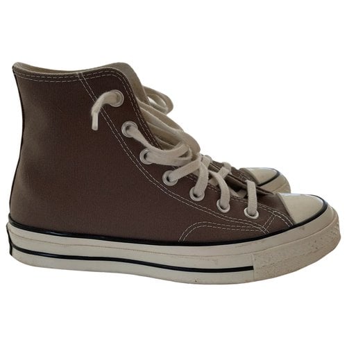 Pre-owned Converse Cloth Trainers In Brown