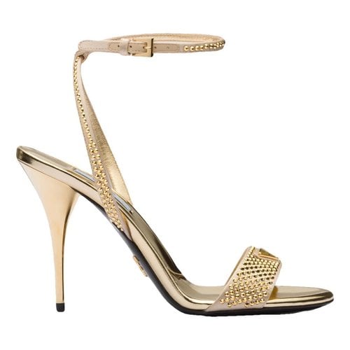 Pre-owned Prada Patent Leather Sandal In Gold