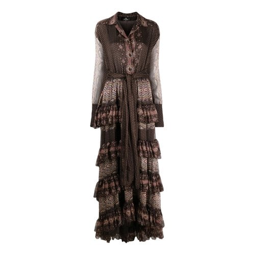 Pre-owned Etro Silk Maxi Dress In Brown
