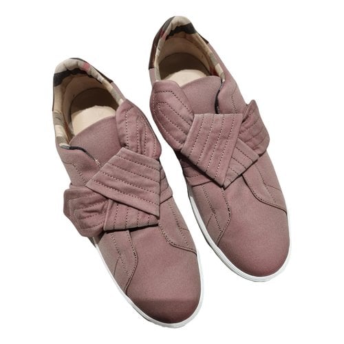 Pre-owned Burberry Cloth Trainers In Pink