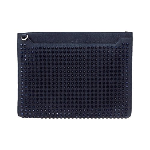 Pre-owned Christian Louboutin Leather Clutch Bag In Navy
