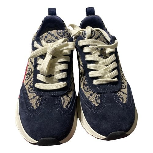 Pre-owned Tory Burch Cloth Trainers In Navy