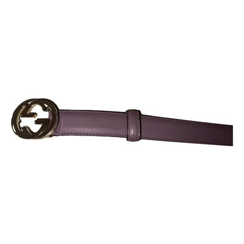 Pre-owned Gucci Leather Belt In Purple