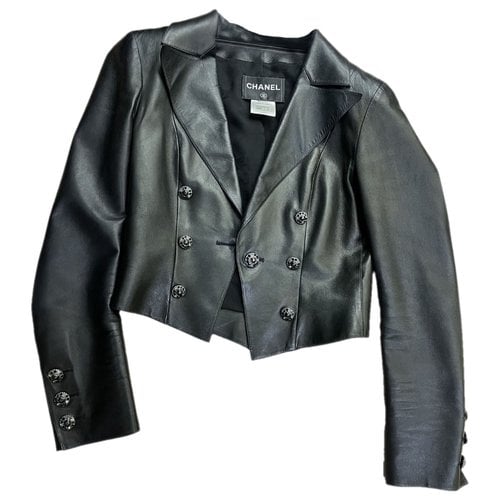 Pre-owned Chanel Leather Biker Jacket In Black