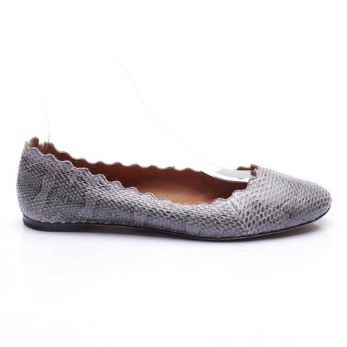 Pre-owned Chloé Leather Flats In Grey