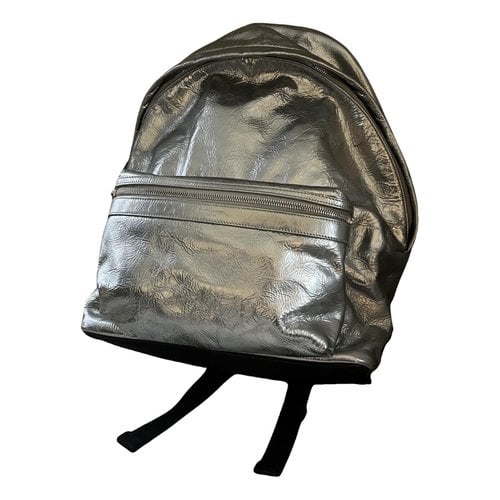 Pre-owned Saint Laurent Leather Backpack In Silver