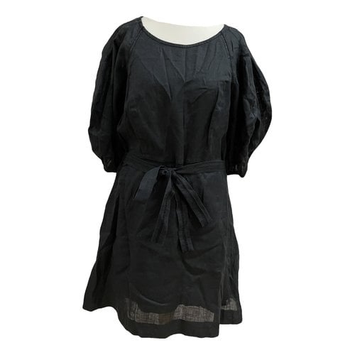 Pre-owned Faithfull The Brand Linen Mini Dress In Black