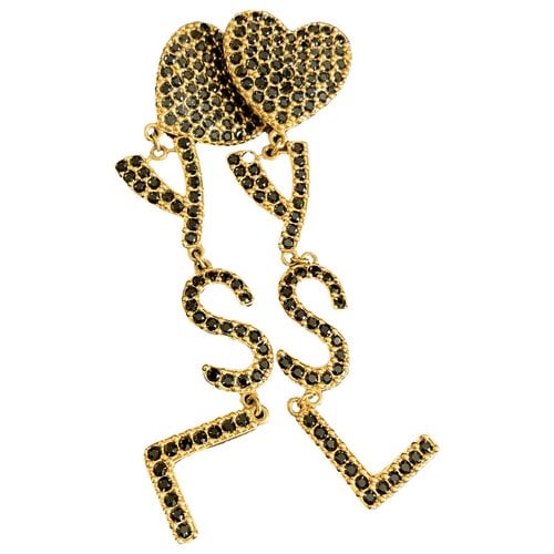 Pre-owned Saint Laurent Monogramme Earrings In Gold