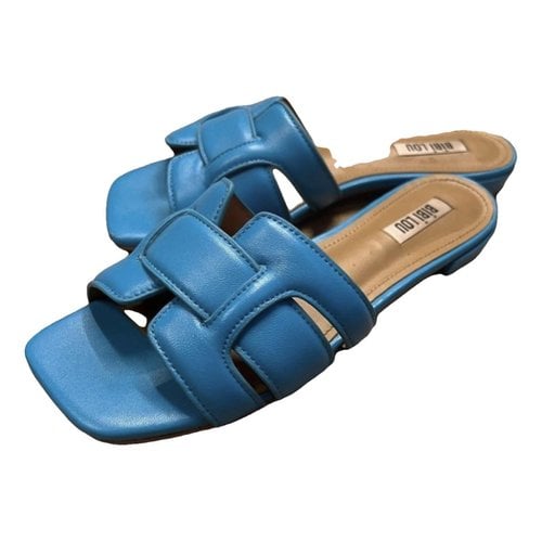 Pre-owned Bibi Lou Leather Mules In Turquoise