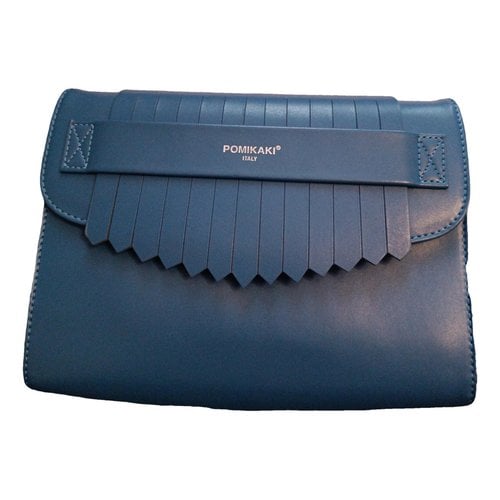 Pre-owned Pomikaki Leather Clutch Bag In Blue