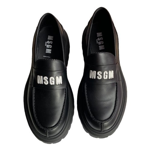 Pre-owned Msgm Leather Lace Ups In Black