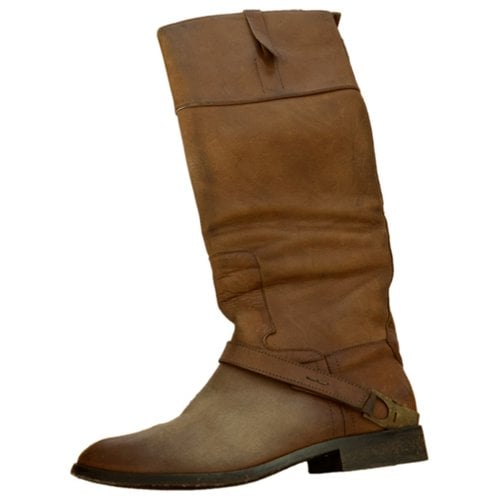 Pre-owned Golden Goose Leather Riding Boots In Brown