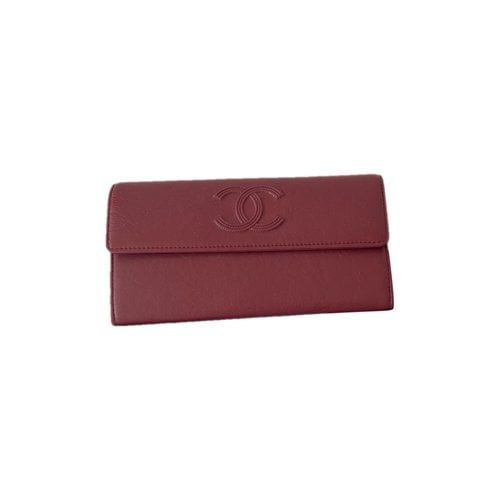 Pre-owned Chanel Leather Purse In Burgundy