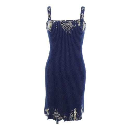 Pre-owned Louis Vuitton Cashmere Mid-length Dress In Navy