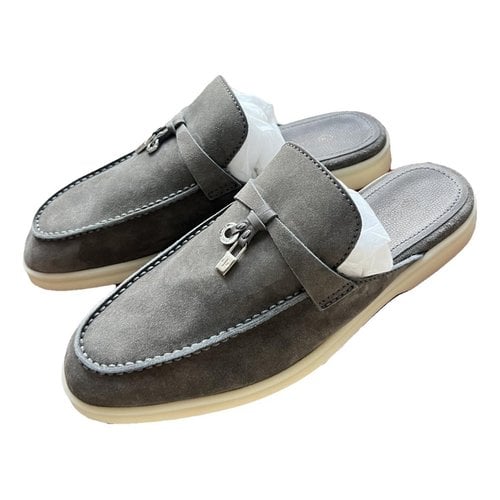 Pre-owned Loro Piana Leather Flats In Grey