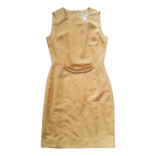 Pre-owned Celine Linen Mid-length Dress In Yellow