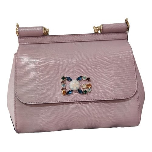 Pre-owned Dolce & Gabbana Sicily Leather Handbag In Purple