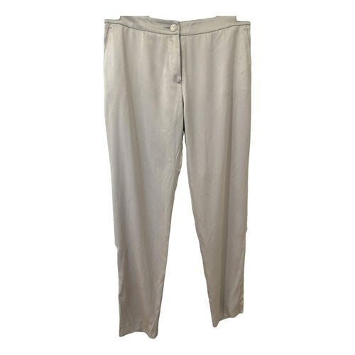 Pre-owned Chanel Silk Straight Pants In Beige