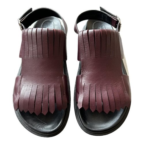 Pre-owned Marni Leather Sandals In Burgundy