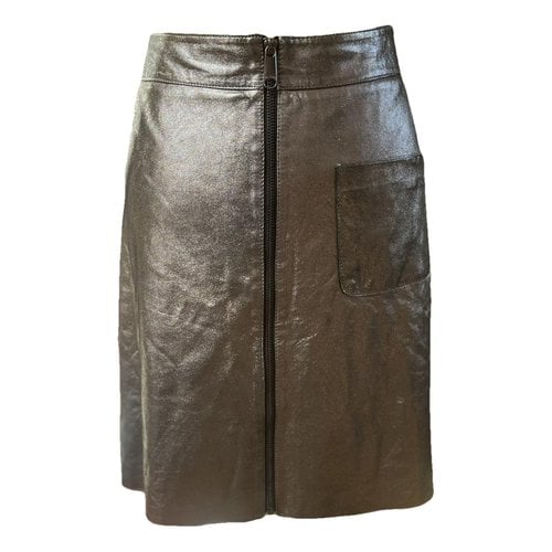 Pre-owned Max & Co Leather Mini Skirt In Metallic